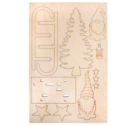 Holz-Steckmotiv "Wichtel-Schlitten"