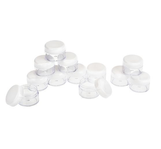 VBS Plastic jars with screw cap "Flat", 12 pieces