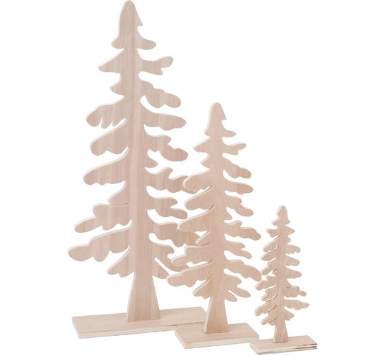 Sapins en bois VBS, set de 3