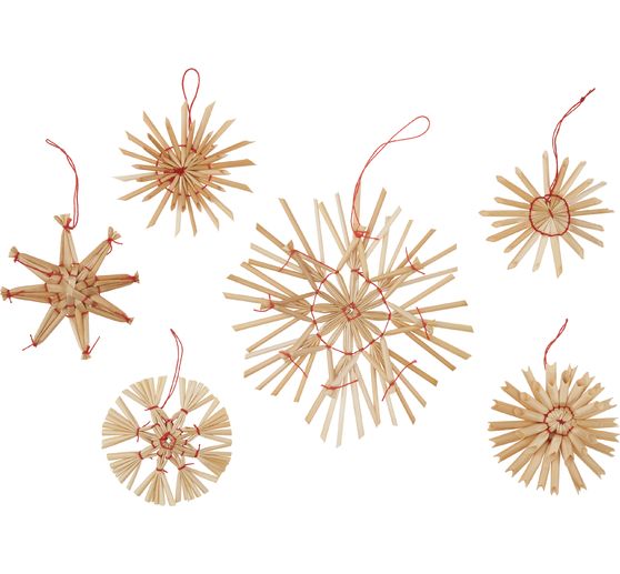 Straw stars "Assortment II", 6-12 cm, 14 pieces