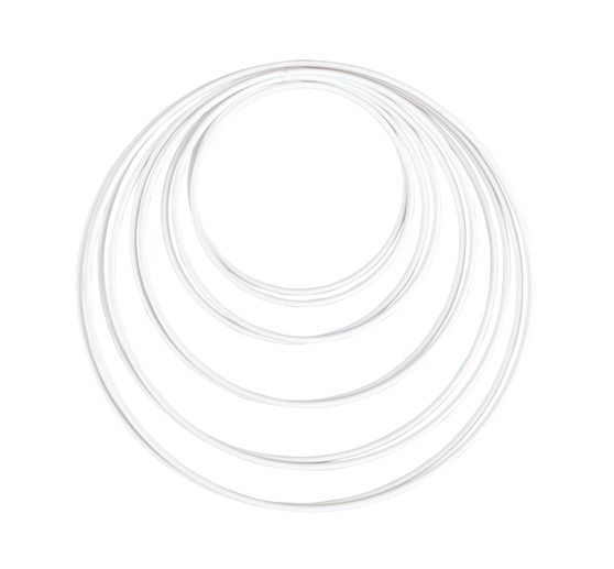 Anneaux en métal « Cercle », Blanc, set de 10
