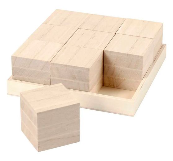 Wooden cubes, 9 pieces