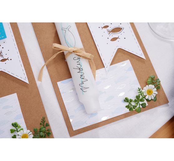Designkarton "Hotfoil", Fischschwarm