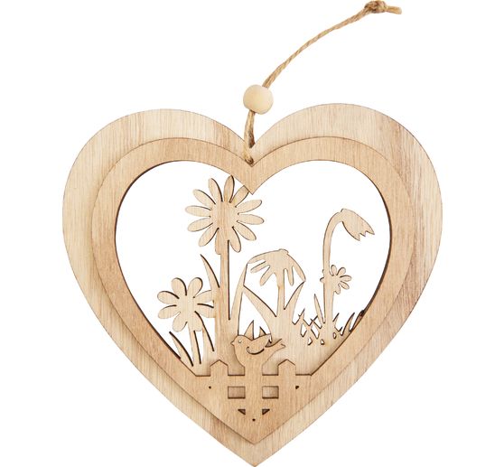 VBS Heart pendant / window decoration "Bird on the garden fence"