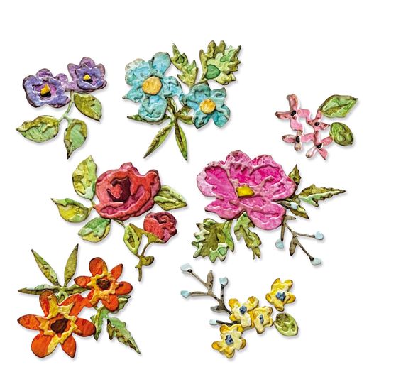 Gabarit d’estampe Sizzix Thinlits « Brushstroke Flowers Mini by Tim Holtz »