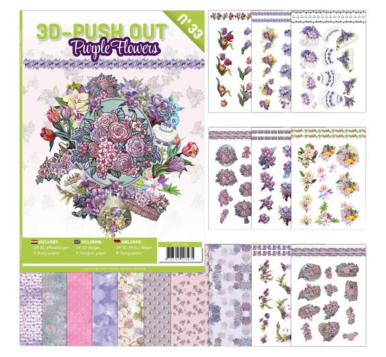 Livret de motifs 3D pré-estampés « Purple Flowers »