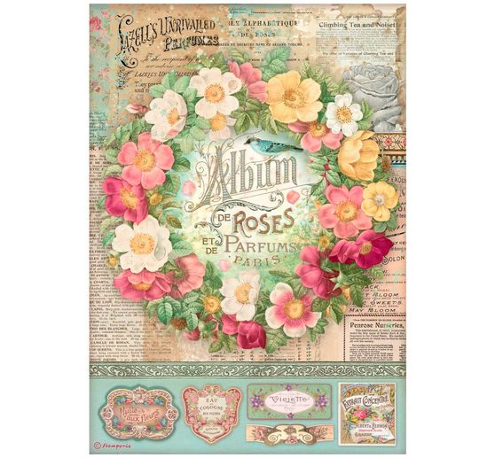 Soie de paille à motifs « Album of Roses »