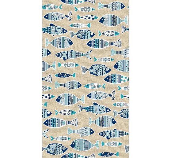 Motif fabric linen look "Fishes"