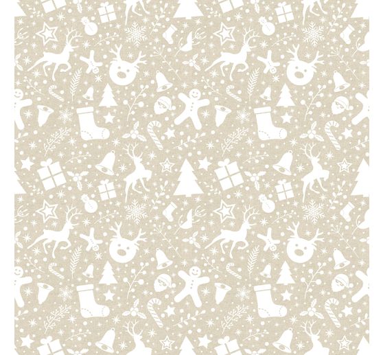 Motiv-Stoff Leinenoptik "Xmas all over"