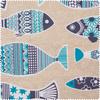 Motiv-Stoff Leinenoptik "Fische"