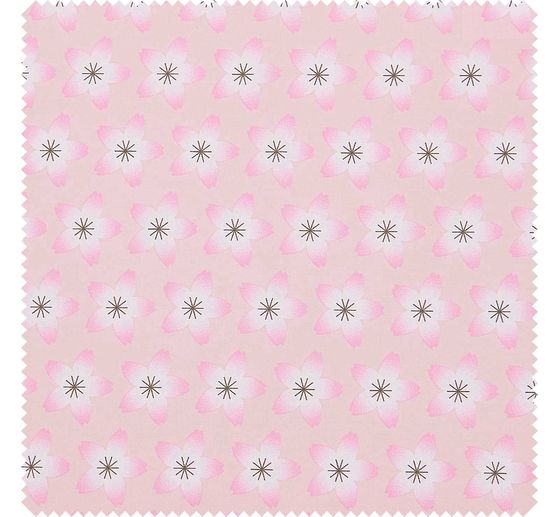 Tissu coton popeline au mètre « Sakura Fleurs roses » 