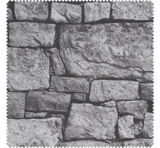 Motif fabric "Stone wall gray"