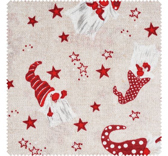 Motif fabric linen look "Secret Santa and stars"