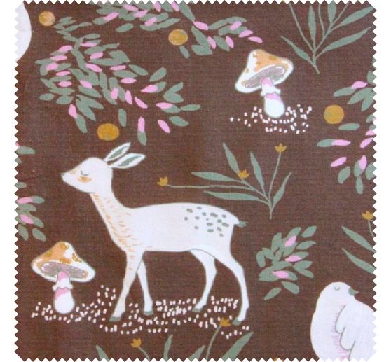 Cotton fabric "Deer and mushrooms"