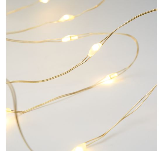 Micro-LED-Lichterkette, mit Timer, goldfarbener Draht, 10 LEDs