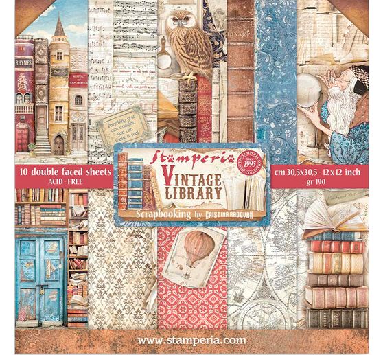 Bloc de papier scrapbooking « Vintage Library »