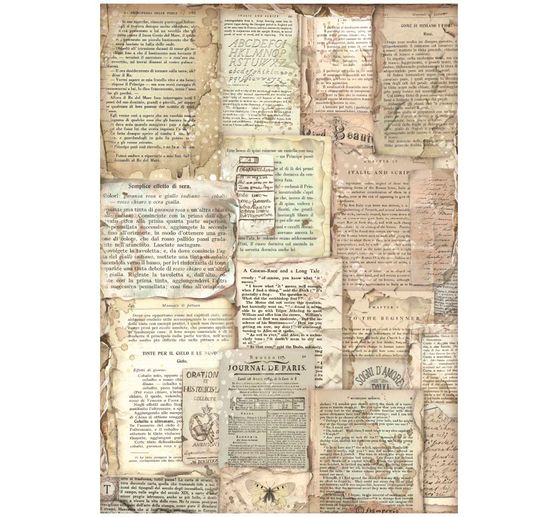 Motif straw silk "Vintage Library Book Pages"