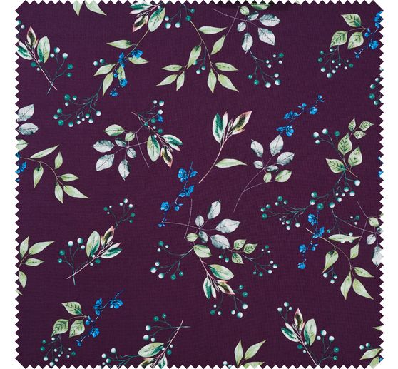 Cotton fabric "Brilliant" twigs-aubergine