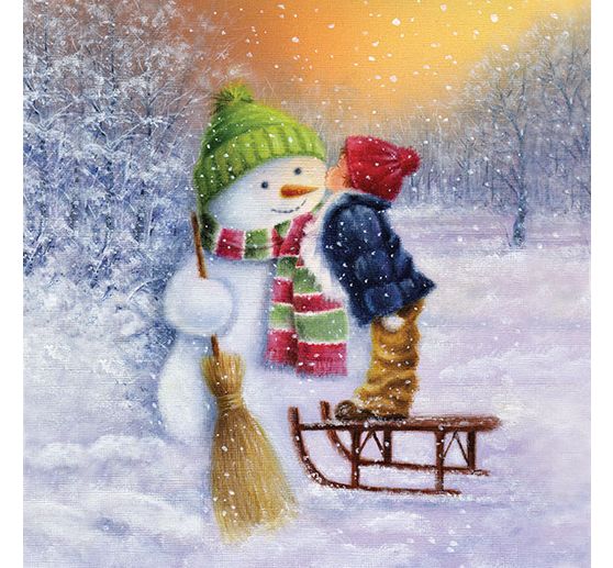 Serviette "Good Night Snowmen"