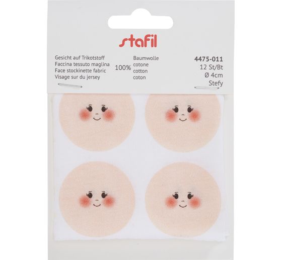 Visages en tissu tricot « Stefy », Ø 4 cm