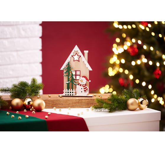 VBS Holz-Steckmotiv "Winterhaus Schneemann"