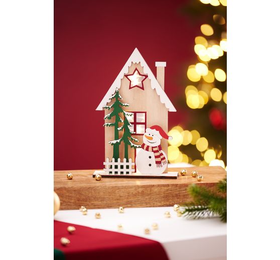 VBS Holz-Steckmotiv "Winterhaus Schneemann"