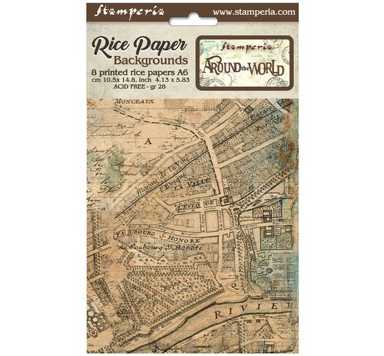Motif straw silk Backgrounds "Around the World", set of 8