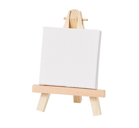 Miniature easel with stretched canvas