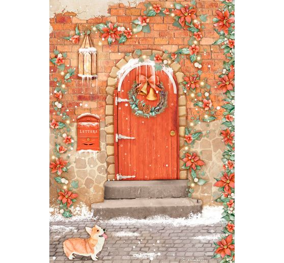 Motiv-Strohseide "All around Christmas - Red Door"