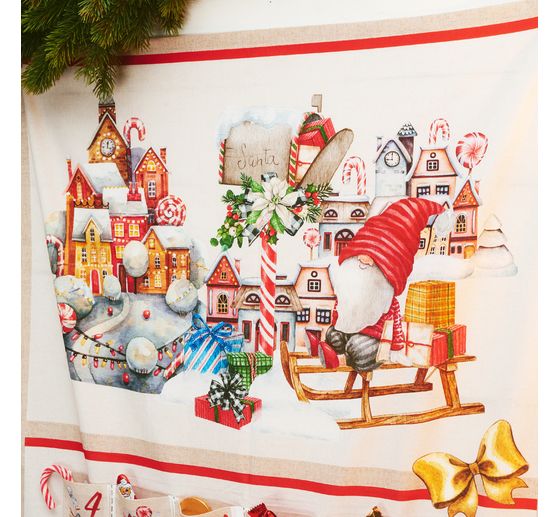 Panneau en tissu "lutins" du calendrier de l'Avent
