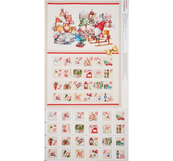 Panneau en tissu "lutins" du calendrier de l'Avent