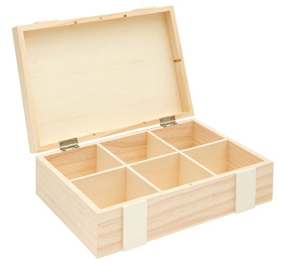 Wooden box storage box with 6 compartments