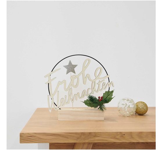 Inscription en bois "« Frohe Weihnachten »