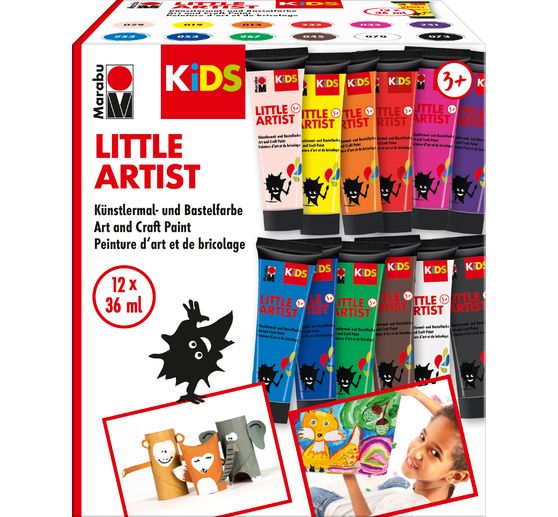 Coffret de peinture acrylique Marabu KiDS Little Artist, 12 x 36 ml