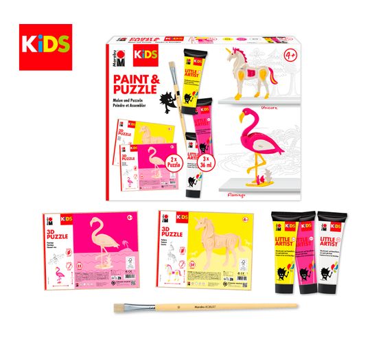 Marabu KiDS Little Artist Paint & Puzzle "Flamingo & Einhorn"