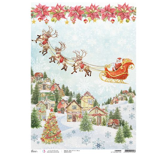 Motif straw silk paper "Santa's sleigh ride"