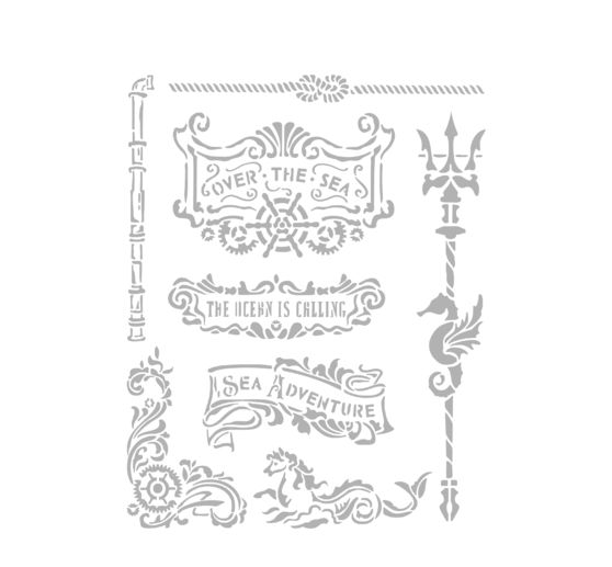 Stencil "Songs of the Sea - Plates and trident"