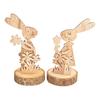 Décorations à emboîter en bois sur rondelle d'écorce VBS « Lapins Bugs et Bea »