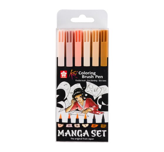 Feutres pinceaux Koi Colouring Brush Pen Sakura « Manga Collection », set de 6