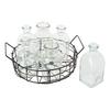 Wire basket with 6 glass bottles