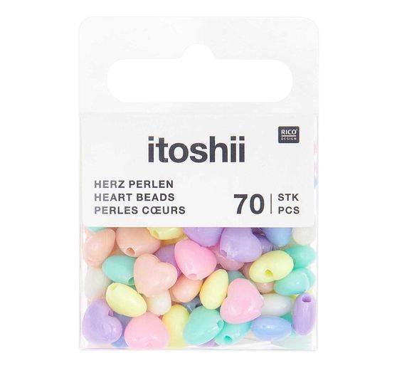 Assortiment de perles itoshii « Cœurs pastel »
