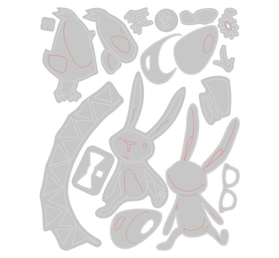 Gabarit d'estampe Sizzix Thinlits « Bunny + Chick by Tim Holtz »