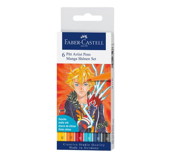 Faber-Castell Pitt Artist Pen Manga Shônen Set, 6 pens