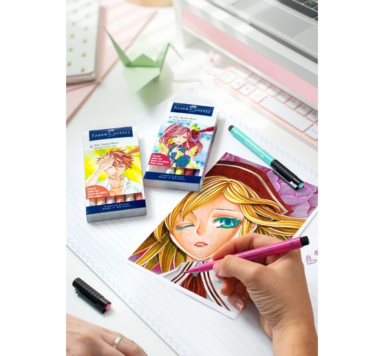 Faber-Castell Pitt Artist Pen Manga Shôjo Set, 6 Stifte