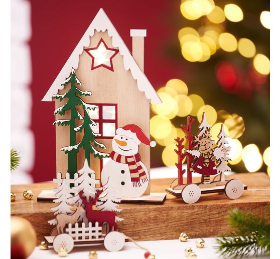 VBS Holz-Steckmotiv "Winterhaus Schneemann"