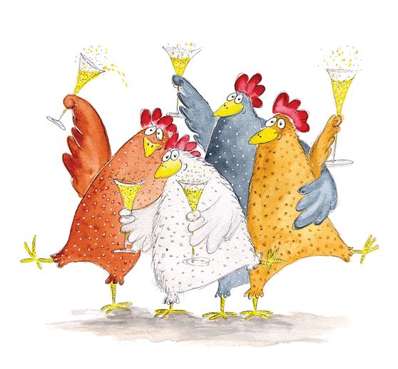 Serviette "Celebrating Chickens"