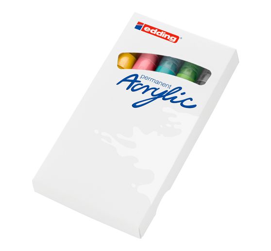 Marqueurs acrylique edding 5100 « Pastel », pointe moyenne, set de 5