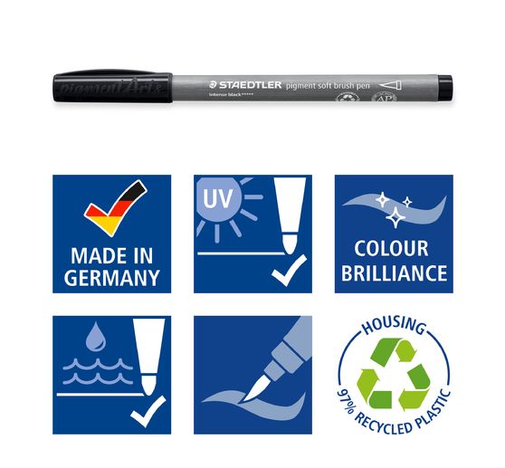 STAEDTLER Pigment soft brush pen "Greys", 6er-Set