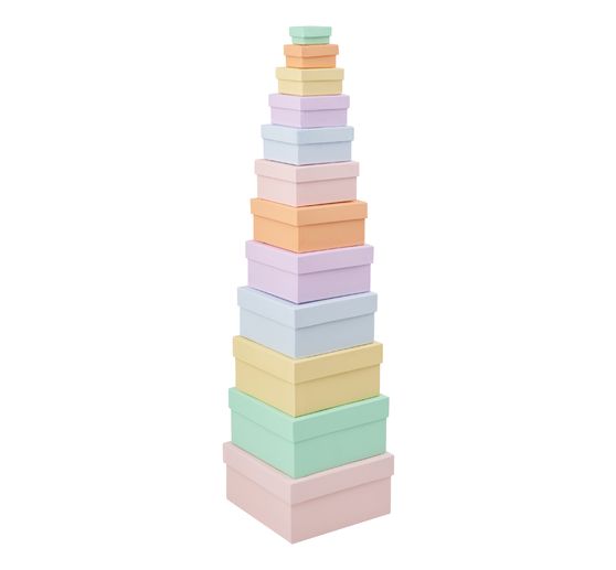 Cardboard boxes "Square", Pastel Colours, Set of 12