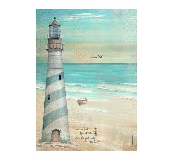 Soie de paille à motifs « Sea Land – Lighthouse »